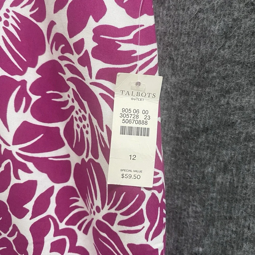 NEW Talbots Skirt Women 12 Purple Floral Scallop Hem Pencil Office Career Preppy